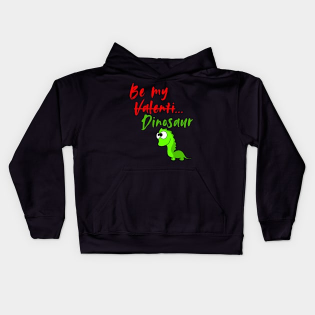 Valentines Day Dinosaur Kids Hoodie by Brothers With Ax Sticks